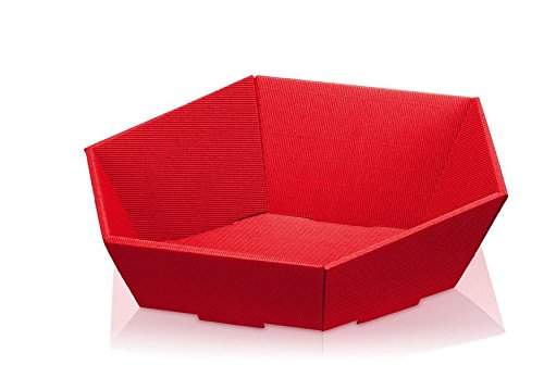 10 Stück Präsentkorb "Dekowell Swing rot", Geschenkkorb, Wellpappkorb 6-eckig - Größe: groß von Weinkarton24.com