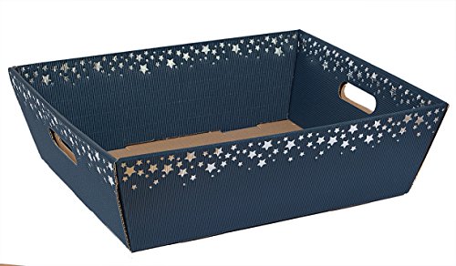 10 Stück"Präsentkorb Sternenregen blau" groß, Weihnachtskorb, Geschenkkorb aus Wellpappe von Weinkarton24.com