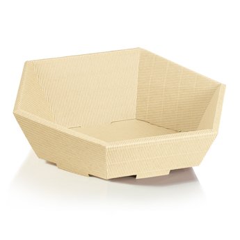 10 x Präsentkorb Swing- Creme, Osterkorb, Geschenkkorb, Wellpappkorb 6-eckig - Größe: klein von Weinkarton24.com