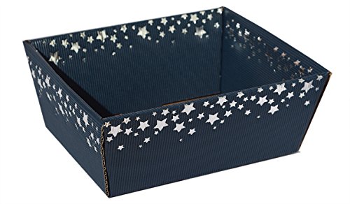 10 Stück Präsentkorb Sternenregen Saphir (blau) klein, Geschenkkorb aus Wellpappe von Weinkarton24