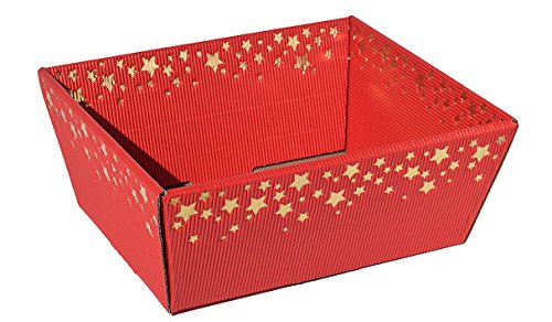 10 Stück Präsentkorb Sternenregen rot klein, Geschenkkorb aus Wellpappe von Weinkarton24