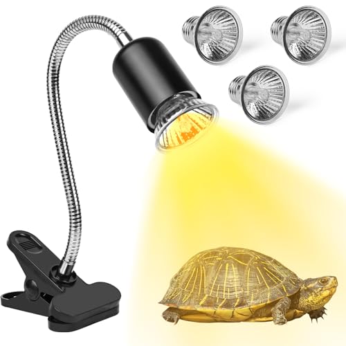 Weinsamkeit Schildkröten-Wärmelampe, Wärmefleckenlampe für Reptilien mit UVA UVB Basking Spot Glühbirnen und 360 ° Schwenkklemme für Schildkröte, Schlange, Eidechse von Weinsamkeit