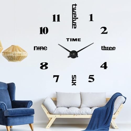 Weinsamkeit Wall Clock 3D DIY Modern Wall Clock Frameless Wall Clock Large Wall Clock Roman Numbers for Living Room Bedroom Children's Room Gift Home Decor Creative Wall Sticker Wall Clock (A) von Weinsamkeit