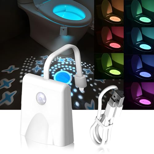 Weiongppy Toilette Licht WC-Nachtlicht,Motion Sensor WC-Nachtlicht und Projektorlampe toilettenlicht,mit 16 Farbwechsel,IP68 wasserdicht,USB Ladung,für Kinder Badezimmer Hause badezimmer gadgets von Weiongppy