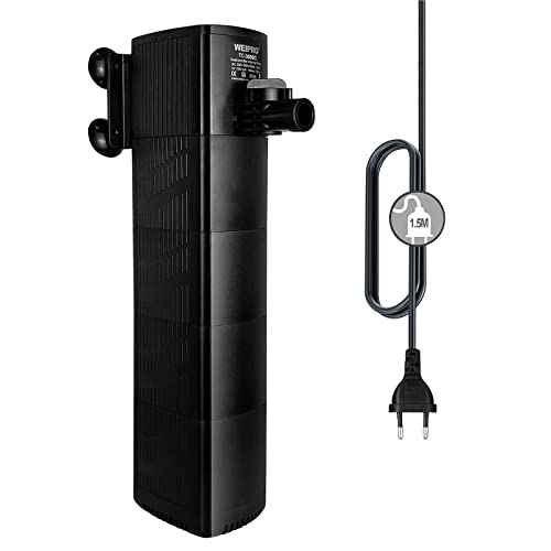 Weipro Innenfilter für Aquarien mit 4-lagiger Filtration, starke Saugleistung, Tauchpumpe für Aquarien, verstellbar, 23 W, geeignet für Aquarien mit 270 – 400 Liter, TC-3000C (1400L/H) von Weipro