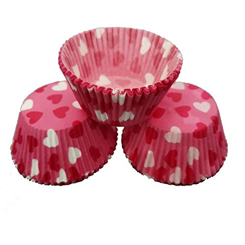 Weiqiao® Cupcake-Förmchen aus Papier, Einweg-Muffinform, Herzmotiv, Backwerkzeug für Geburtstag, Hochzeit, Weihnachten, 100 Stück von Weiqiao