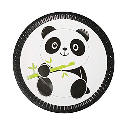Weiqiao® Einweg-Teller aus Papier, Panda-Motiv, Partygeschirr, Kochutensil für Geburtstag, Hochzeit, Weihnachten, 30 Stück von Weiqiao