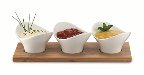 Weis 19080 Servier Set mit Tablett und 3 Schalen für Dips Saucen Snacks von Weis
