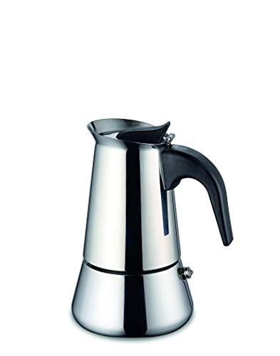 Weis Espressokocher für 2 Tassen 100ml Edelstahl Silber, Maße: 9,5cm x 9cm x 14,5cm, 16972 von Weis
