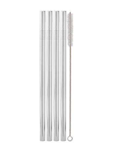 Weis Trinkhalme Set 4 Stück mit Reinigungsbürste Edelstahl Silber, Maße: 1cm x 1cm x 24cm, 16809 von Weis