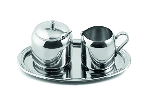 Weiss Zucker/Sahne-Set, Edelstahl, Silber, 12.5 x 20 x 6.5 cm, 3-Einheiten von Weis