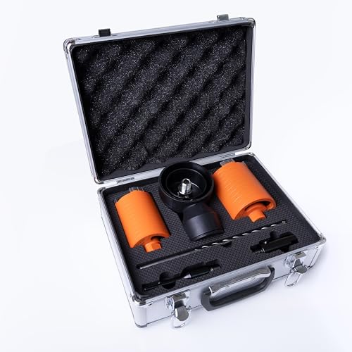 Weischer® - Diamantbohrkrone Kernbohrkrone Set Ø 68 & 82 mm mit SDS-Plus Aufnahme und Absaugung | Bohrkrone Steckdose | Dosenbohrer für Beton, Mauerwerk, Ziegel | langlebig & präzise | 90 mm Nutztiefe von Weischer