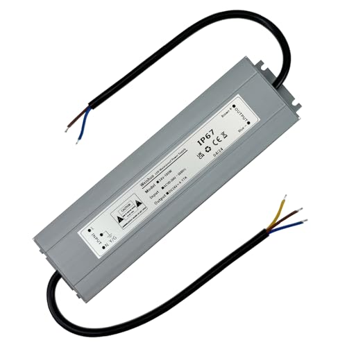 LED Trafo 24V 100W Konstant Spannung LED Transformator AC 230V auf DC 24V 4.16A Schlankes IP67 Wasserdicht Netzteil Treiber für Innen oder Außen LED-Streifen Strip Lampe von Weishuo