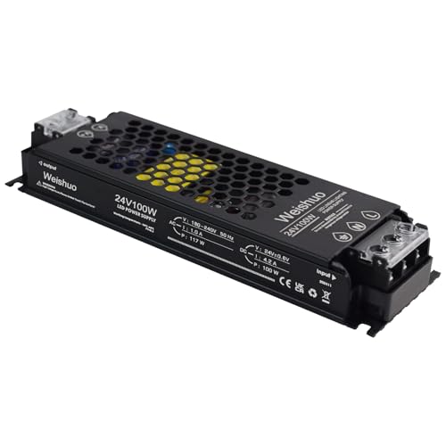 LED Trafo 24V 100W Treiber Netzteil, Schaltnetzteil LED Transformator 4.2A AC 230V auf DC 24 Volt, Kompakter Extrem Dünner Konstantspannung Niedervolttrafo für Lampen LED Trafo 24V 100W Treiber Netzteil, Schaltnetzteil LED Transformator 4.2A AC 230V auf DC 24 Volt, Kompakter Extrem Dünner Konstantspannung Niedervolttrafo für Lampen von Weishuo