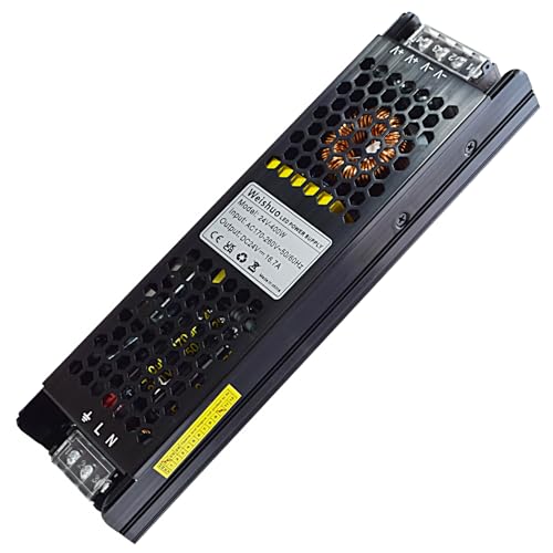 LED Trafo 24V 400W Konstante Spannung LED Trasformatore AC 220/230V auf DC 24 Volt 16.6 Ampere Schlankes Netzteil für LED-Streifen und LED-Innenleuchten von Weishuo