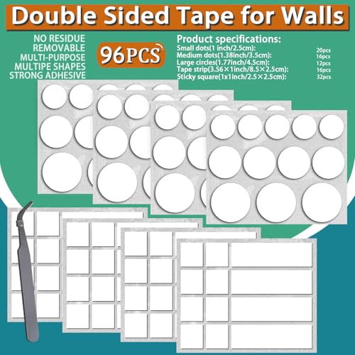 96 Stück Klebepunkte Doppelseitig Transparent Gemischte Größe Runde Aufkleber Keine Spuren Stark Fotokleber Selbstklebend Nano Doppelseitige Klebepads für Bilder Poster Festivaldekoration von Weishuo