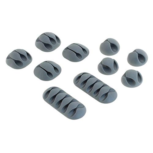 USB Kabelhalter Schreibtisch 10 Stück Kabelclips Kabelmanagement Cable Kabelmanager für Auto Schreibtisch Handy Kabel (grau) von Weiss - More Power + von Weiss - More Power +