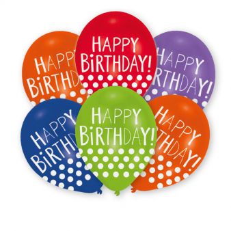 6 Latexballons Happy Birthday Punkte 27,5 cm von Amscan
