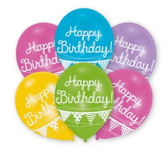 6 Latexballons Happy Birthday Wimpel 27,5 cm von Amscan