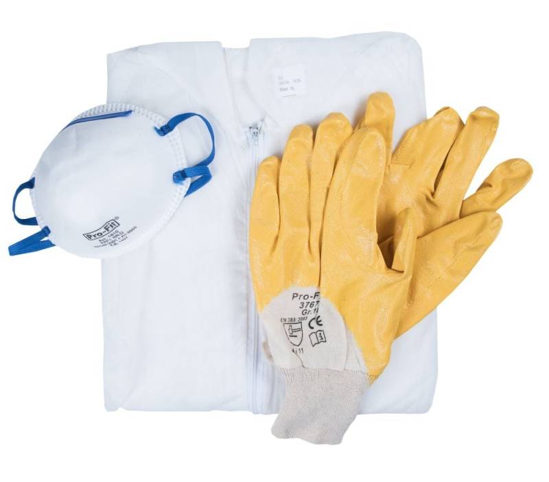 Arbeitsschutz-Set 3-teilig Overall Handschuh Maske von Connex