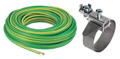 Baderdungs-Set 5 m Kabel H07V-K 6 mm², Schelle 1/8 - 1 1/2 von Weitere