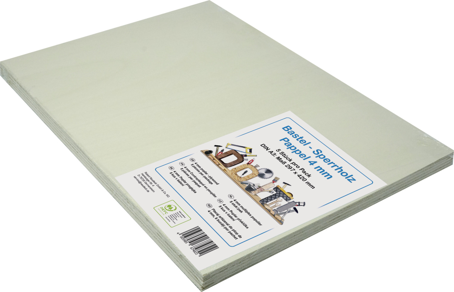 Bastelsperrholz Pappel DIN A3 42 x 29,7 cm, 4 mm Bastelsperrholz Pappel DIN A3 42 x 29,7 cm, 4 mm von Neudeck