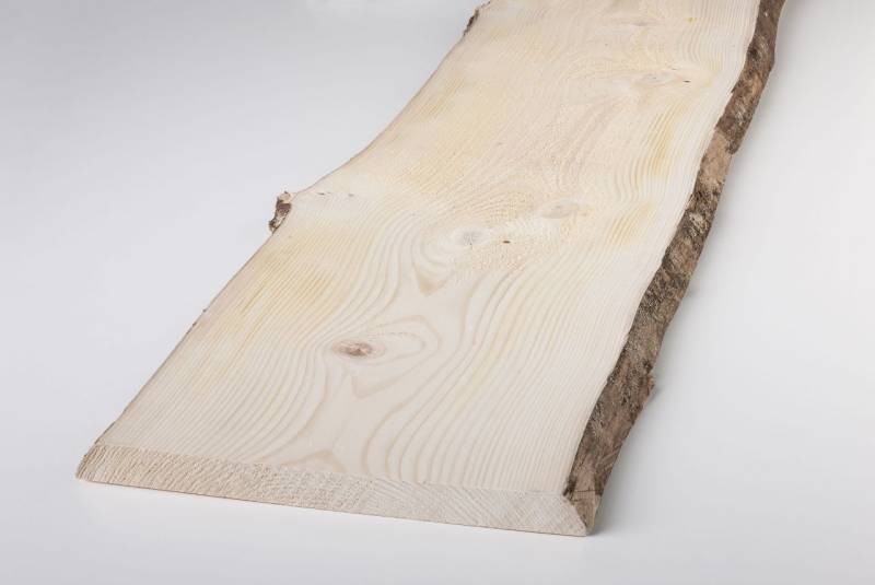 Massivholzbrett Weißtanne mit Baumkante 200 x 31 - 35 cm x 28 mm von Weitere