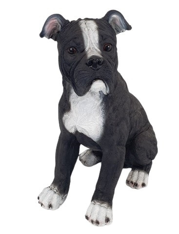 Dekofigur American Bulldog sitzend 41 x 23 x 32 cm schwarz-weiß von Weitere