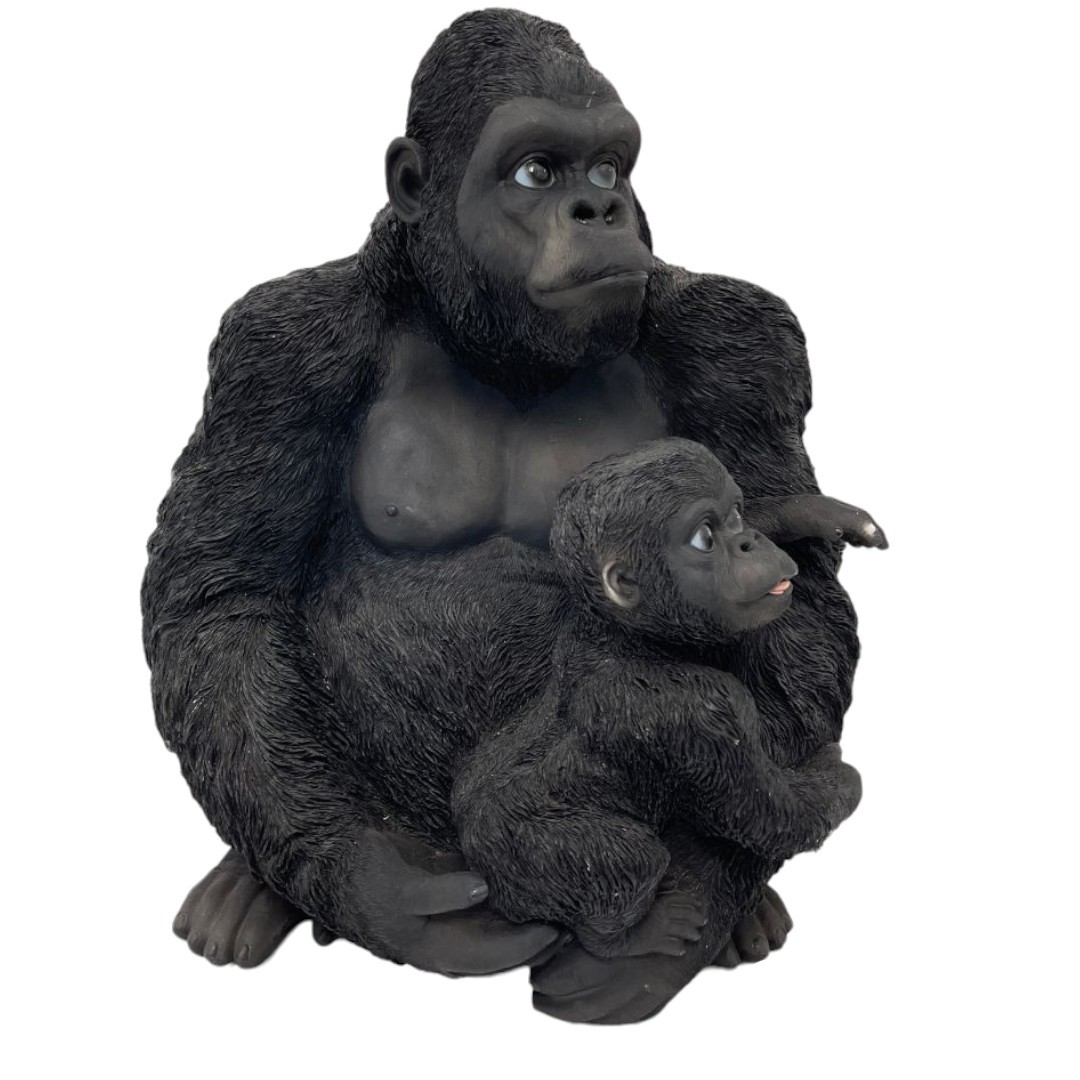 Dekofigur Gorilla mit Baby 48 x 43 x 21 cm von Weitere