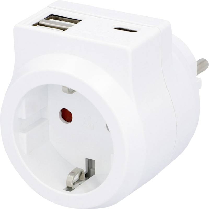 EVB Steckdosenadapter Zwischenstecker, USB A + C, weiß von Weitere