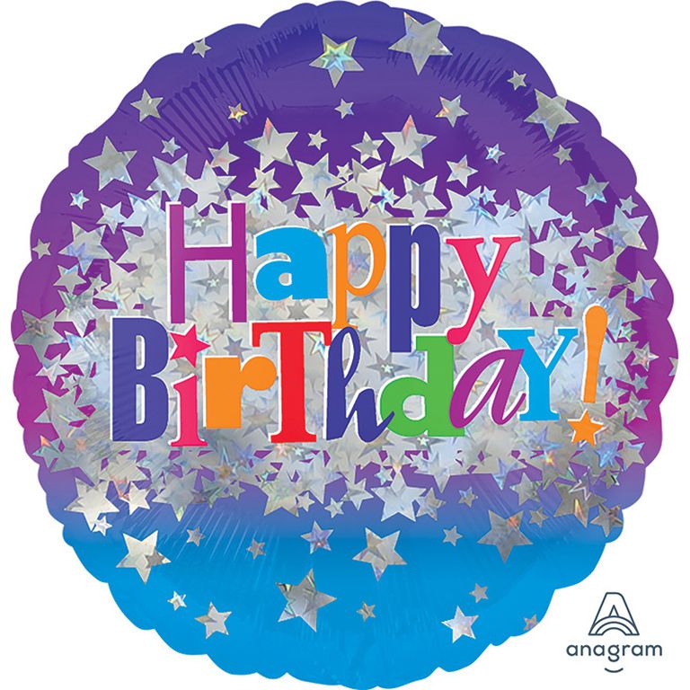 Folienballon Happy Birthday Bright Stars 43 cm von Amscan