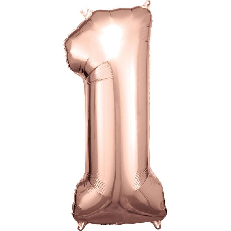 Folienballon Zahl 1 rosegold 38 cm x 86 cm von Amscan