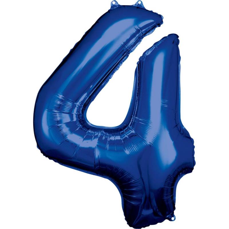 Folienballon Zahl 4 blau 65 cm x 86 cm von Amscan