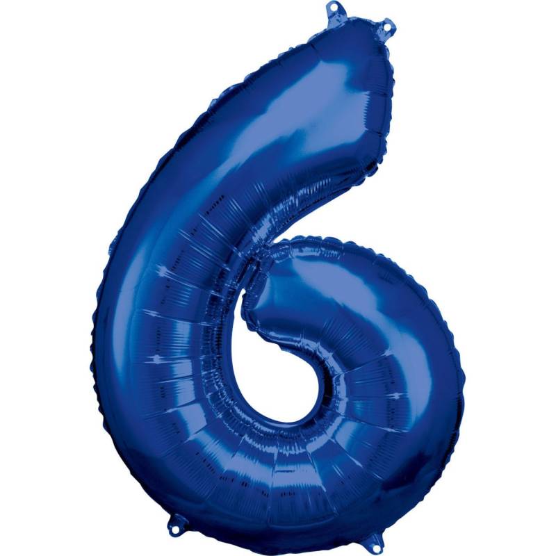 Folienballon Zahl 6 blau 60 cm x 86 cm von Amscan