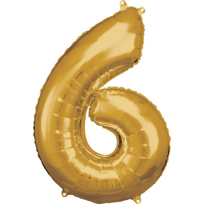 Folienballon Zahl 6 gold 60 cm x 86 cm von Amscan