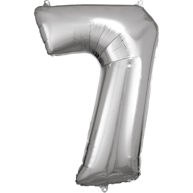 Folienballon Zahl 7 silber 57 cm x 86 cm von Amscan