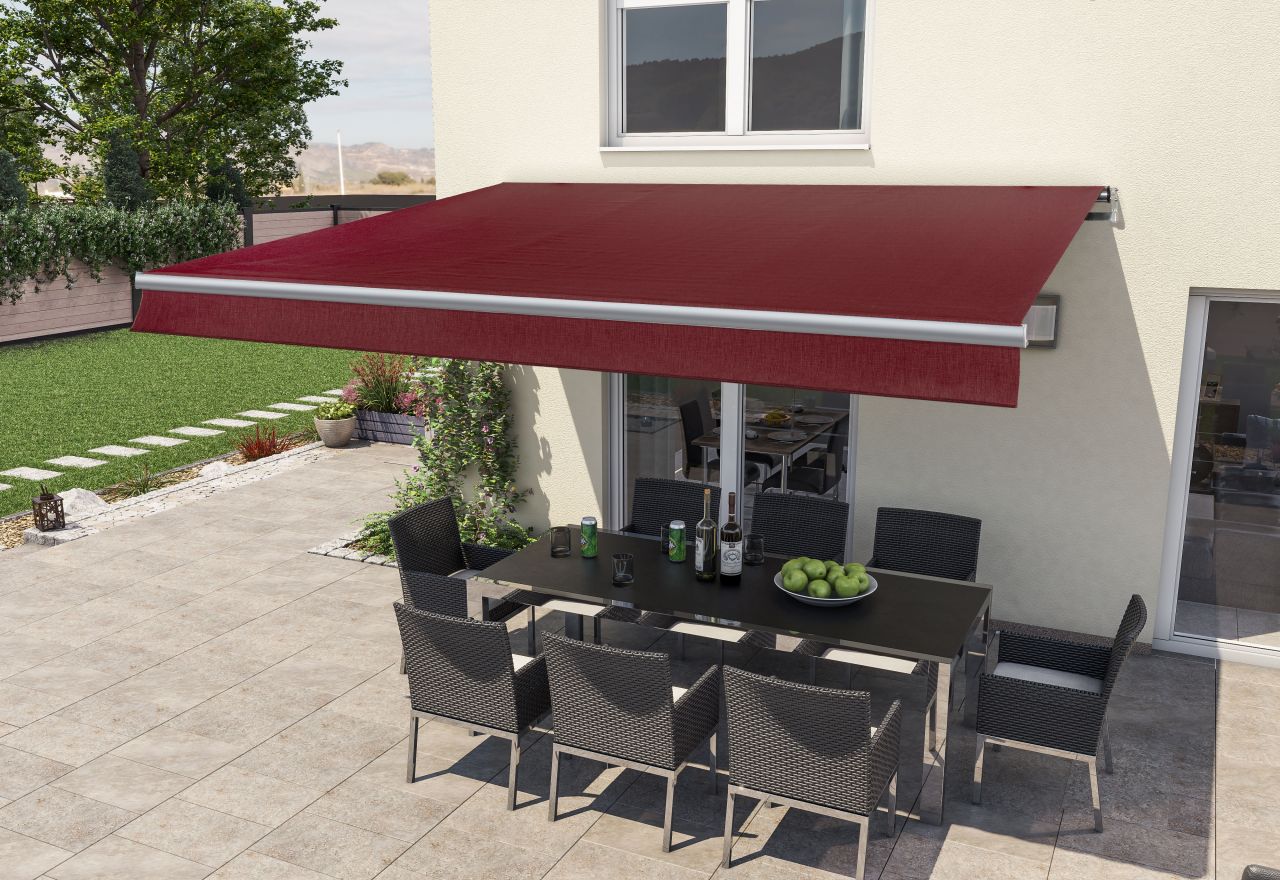 Gelenkarm-Markise Berlin mit Funkmotor bordeaux rot Breite 300 cm Ausfall 200 cm Gelenkarm-Markise Berlin mit Funkmotor bordeaux rot Breite 300 cm Ausfall 200 cm von Weitere