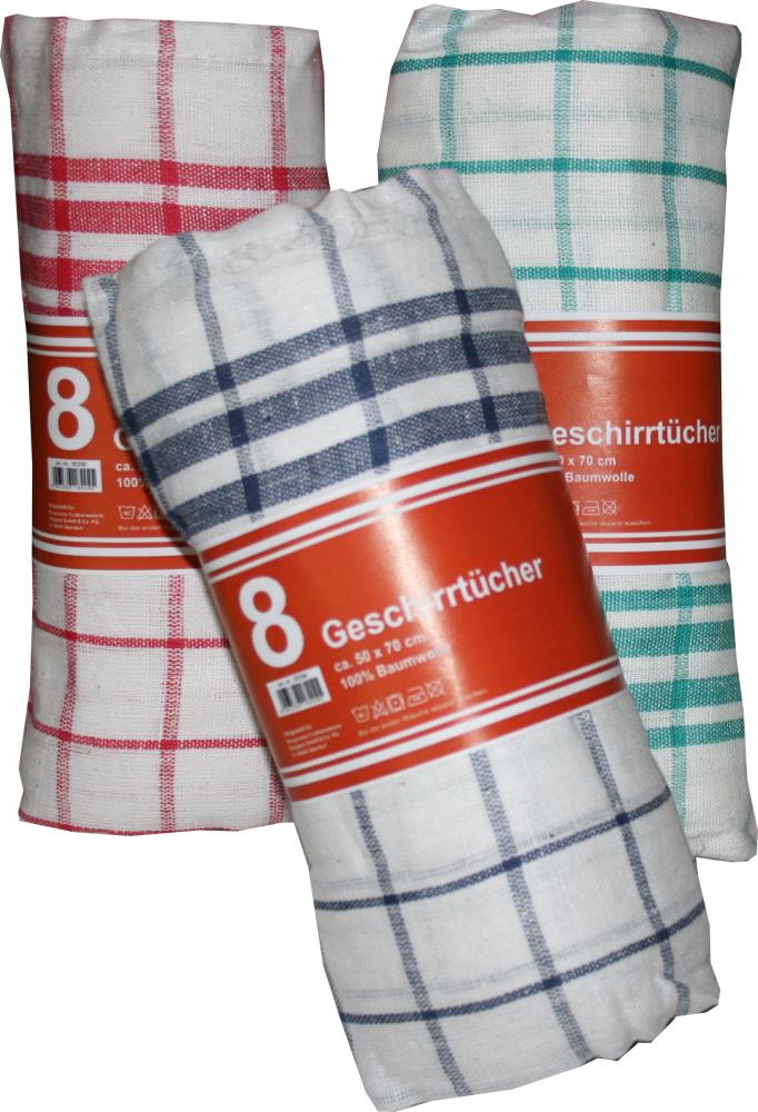8er Pack Geschirrtücher 50 x 70 cm Design Karo von Südlohner Frottierweberei