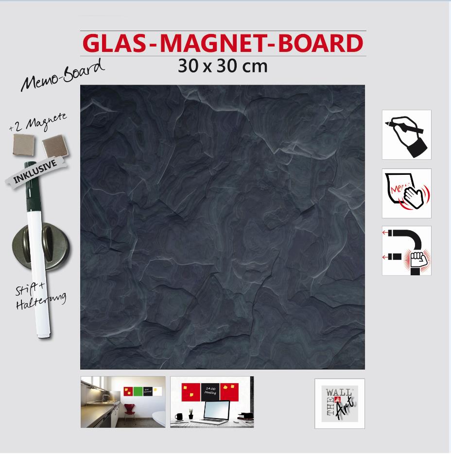 Glas-Magnetboard schiefer, 30 x 30 cm von Weitere