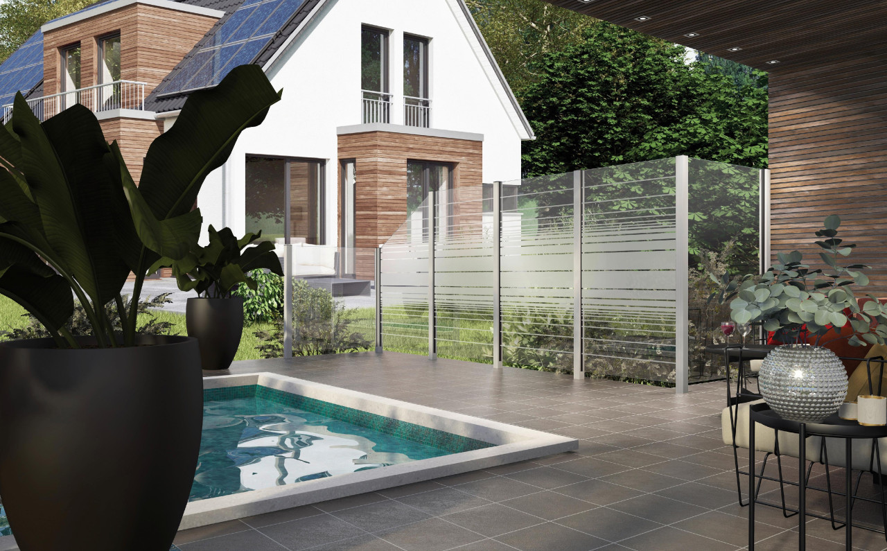 Ambiente Glaszaun Dekor 83 103 x 120 cm gehärtetes 8 mm Glas von ambiente