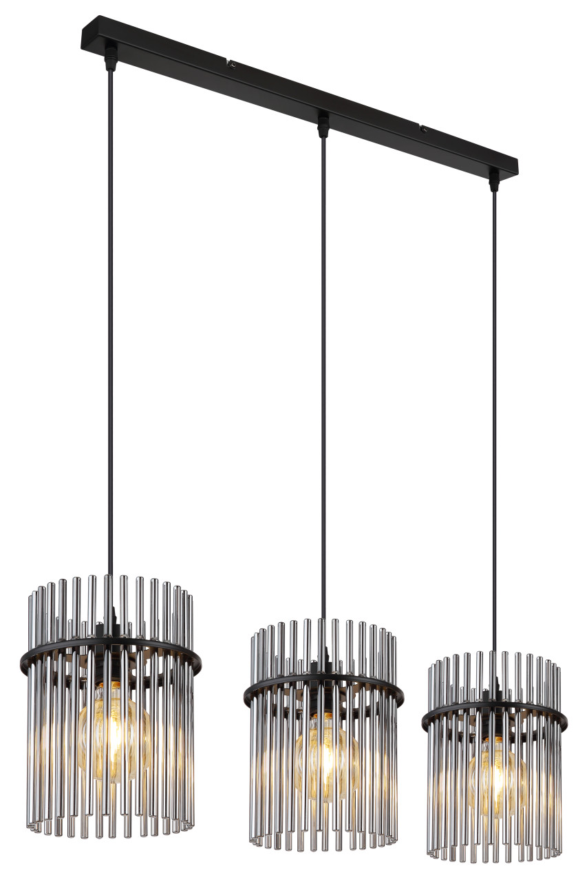 Globo 3er Hängeleuchte Gorley schwarz chrom 80 x 20 x 140 cm E27 Globo 3er Hängeleuchte Gorley schwarz chrom 80 x 20 x 140 cm E27 von Globo