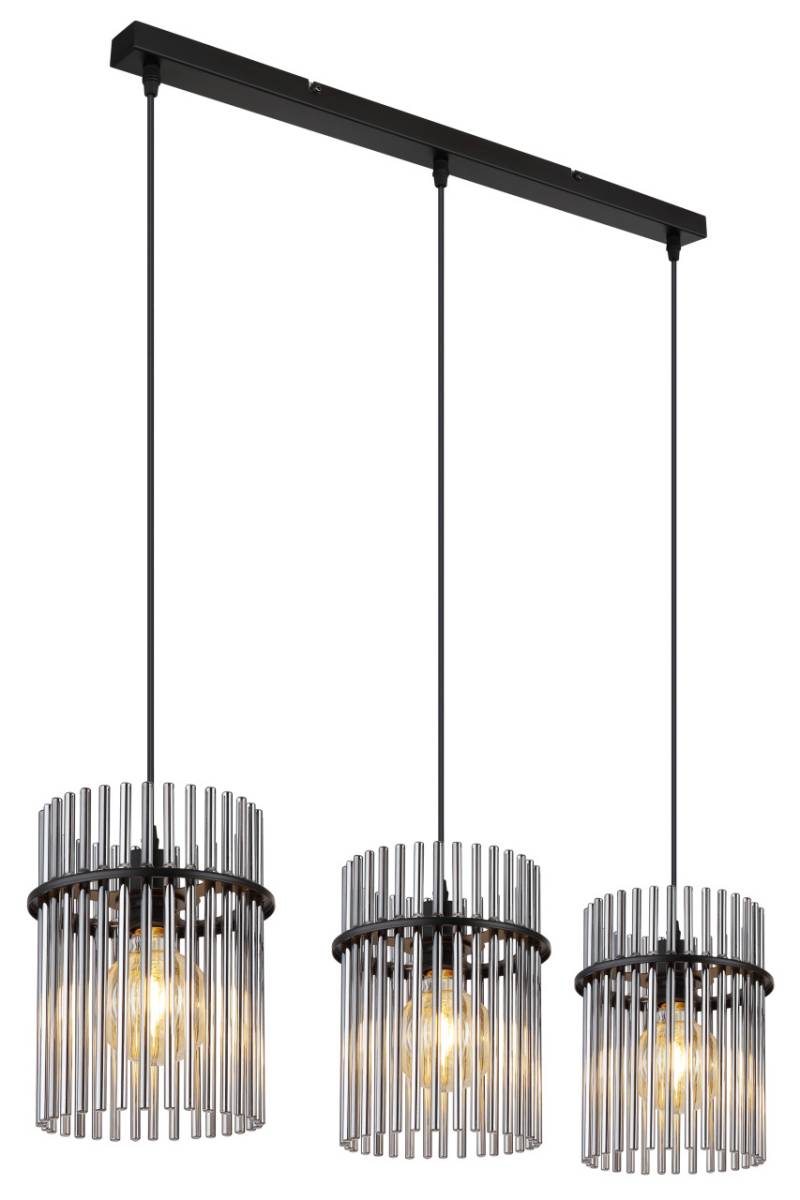 Globo 3er Hängeleuchte Gorley schwarz chrom 80 x 20 x 140 cm E27 von Globo