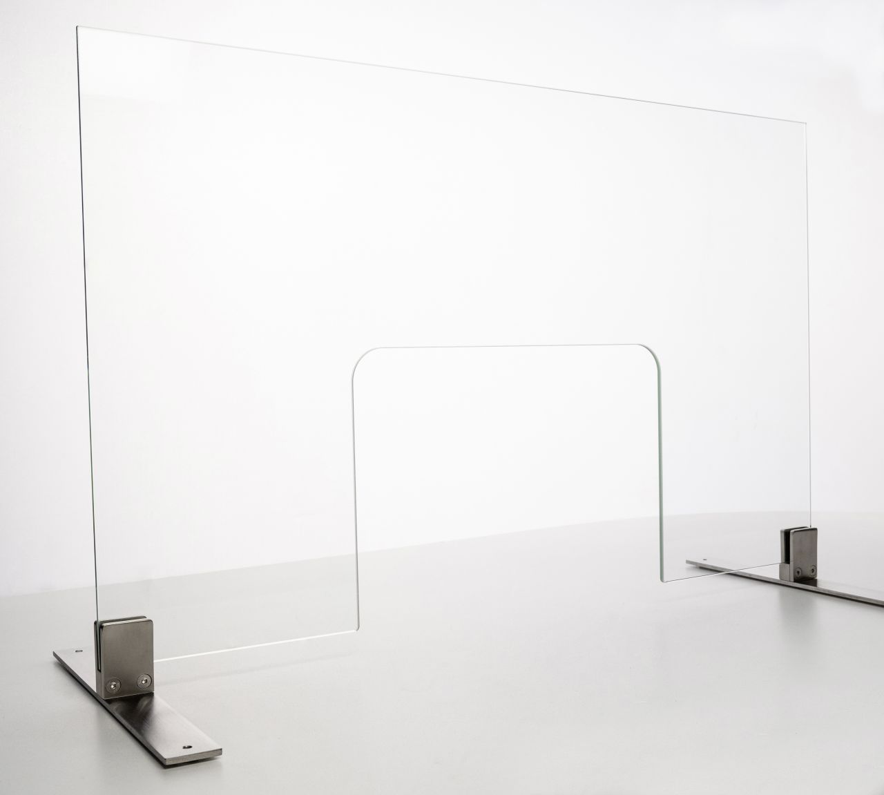 Hygiene Schutzglas klar mit Durchreiche 6 mm ESG-Glas eckig 80 x 50 cm von Weitere