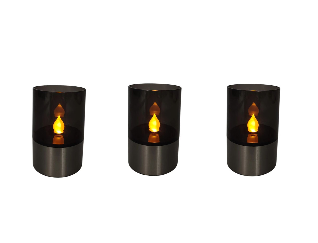 LED Solarleuchte Kerze mit Dämmerungssensor Rauchglas 12 cm - 3er Set LED Solarleuchte Kerze mit Dämmerungssensor Rauchglas 12 cm - 3er Set von Weitere