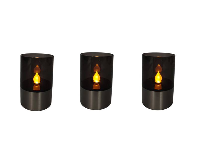 LED Solarleuchte Kerze mit Dämmerungssensor Rauchglas 12 cm - 3er Set von Weitere