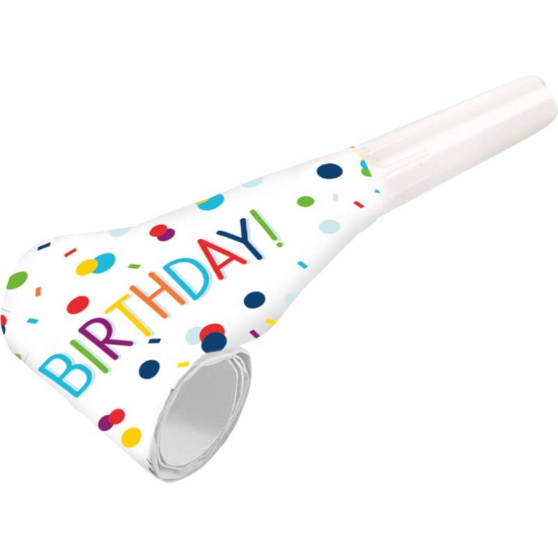 Luftrüssel Confetti Birthday Plastik / Papier, 8 Stück, 30 cm von Amscan