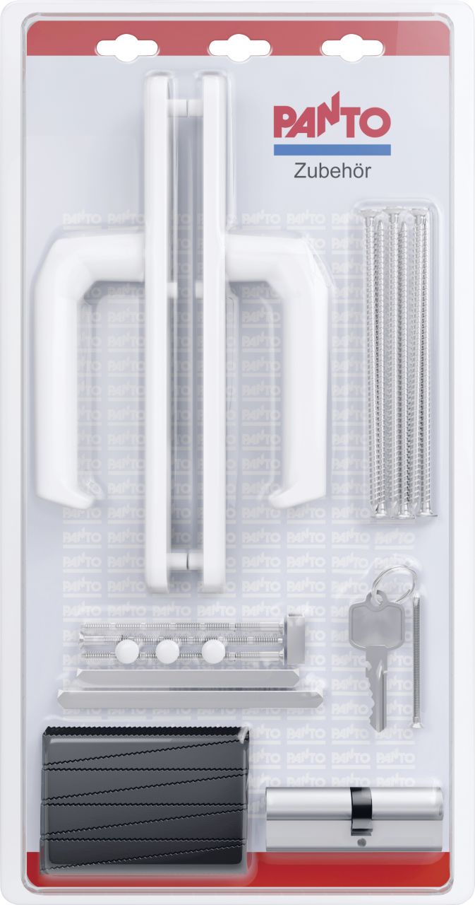 Panto Drückergarnitur 92/8 mm weiß inkl. Zylinder und Montageset von Panto
