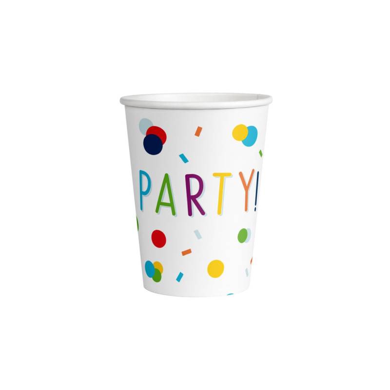 Pappbecher Confetti Birthday , 8 Stück 250 ml von Amscan