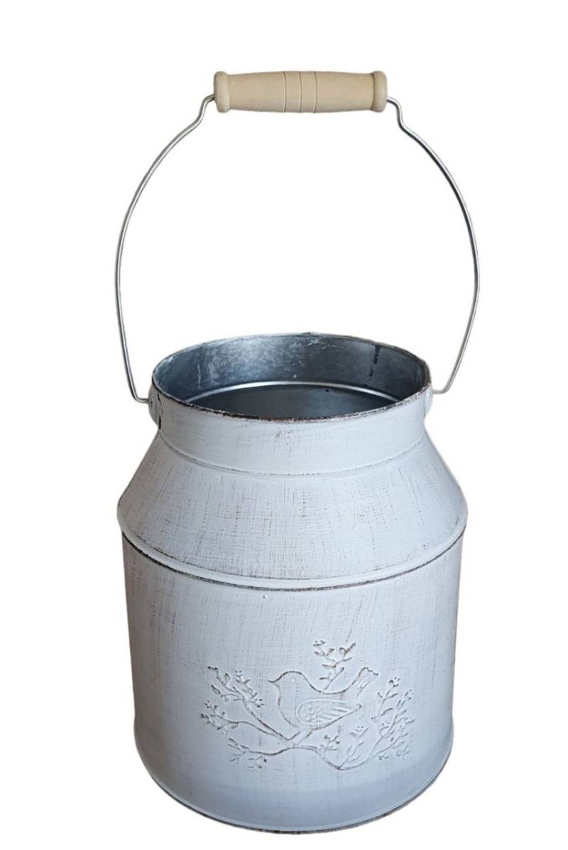Pflanzgefäß Kanne Zink 18 x 16 x 16 cm grau von FD