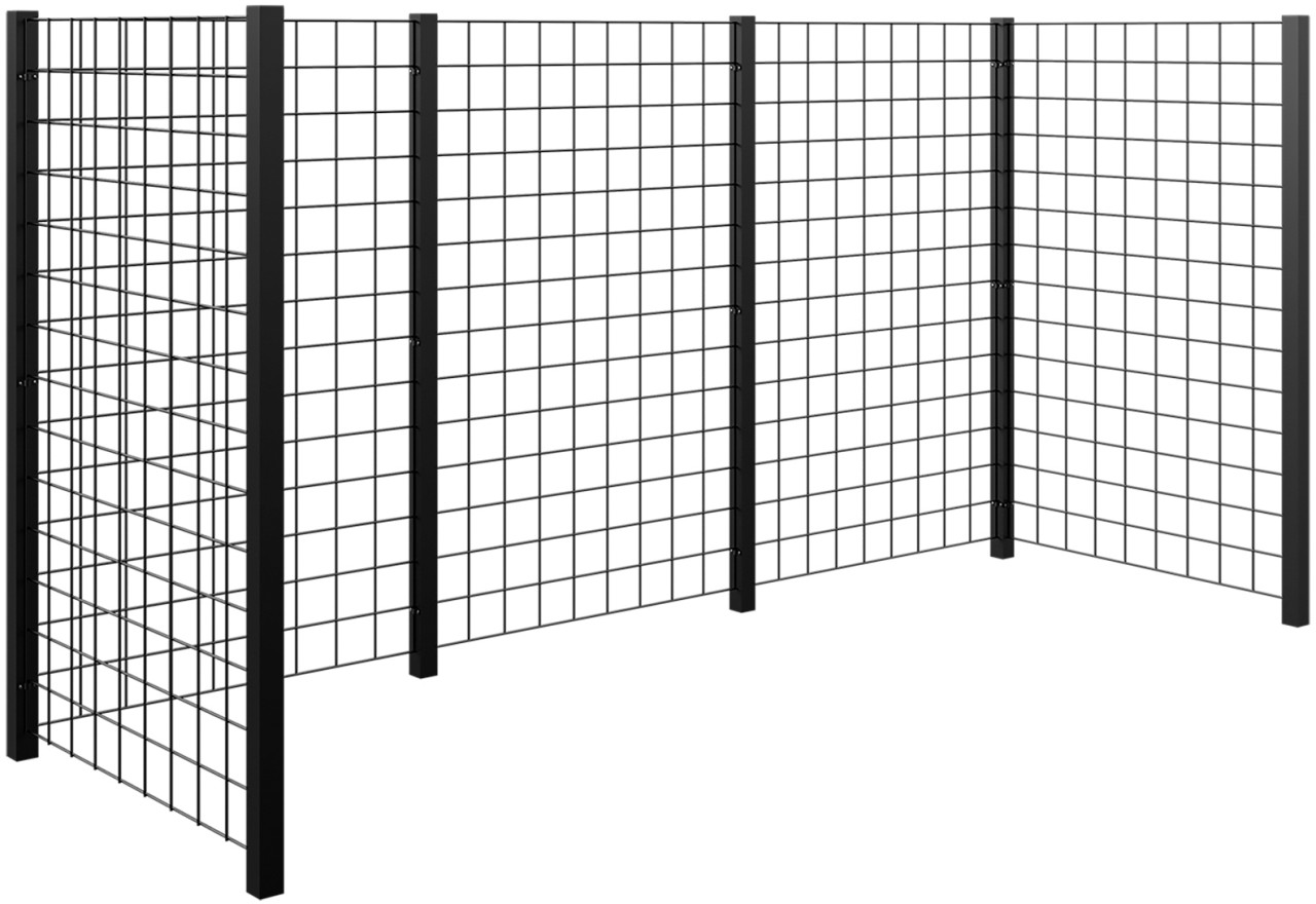 Plus Mülltonnenabtrennung Stahlspalier 288x99x140cm  RAL 9005 Schwarz von Plus